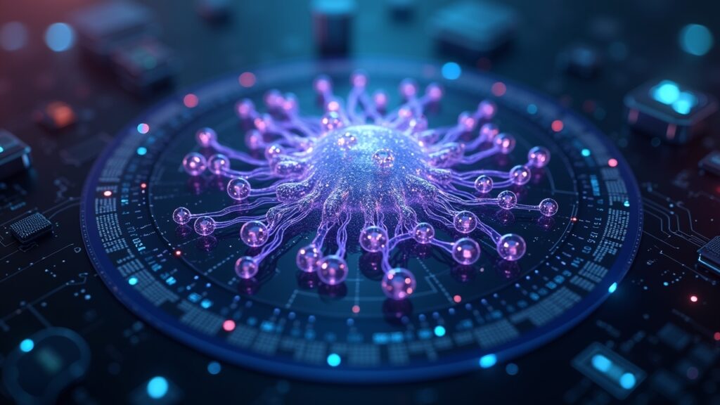 High-tech neural network diagram