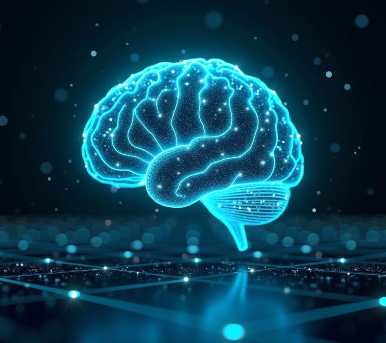Futuristic brain-computer interface visualization