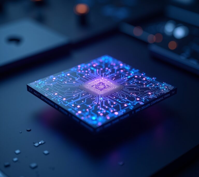 Close-up of neuromorphic processor chip